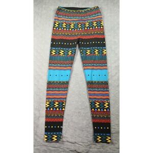 LuLaRoe Leggings Womens One Size Geometric Tribal Aztec Print Multi Color Black